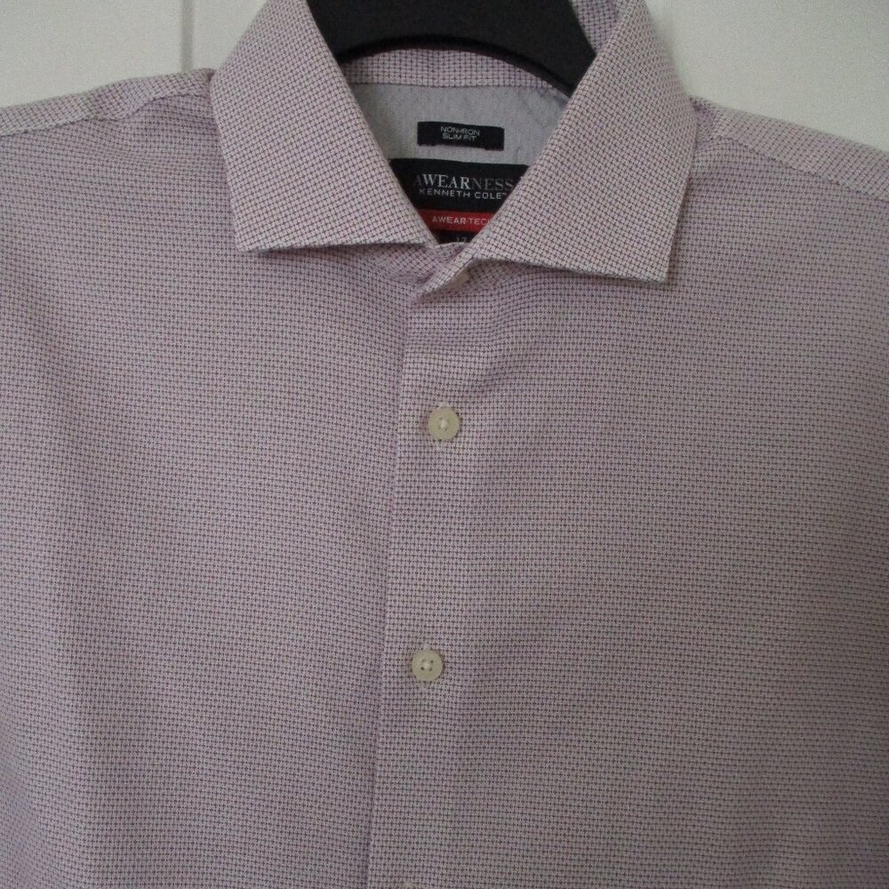 Kenneth Cole Awearness Purple Stretch Cotton Dress Shirt - Size 17/31* Slim Fit